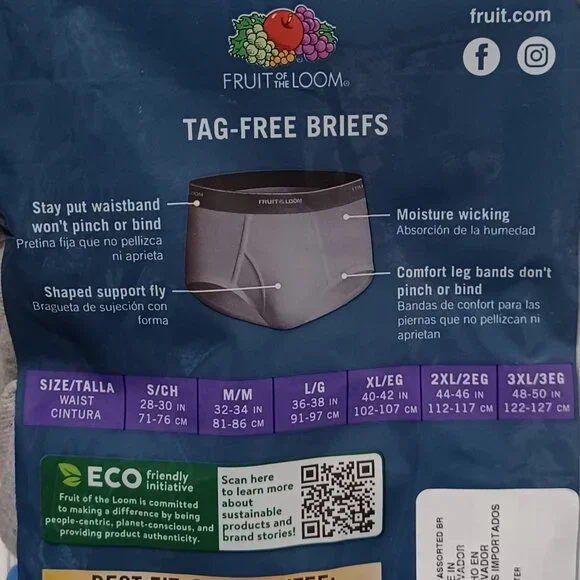 New 6 Fruit of the Loom Mid Rise Briefs Large 36 to 38 Inches - Picture 2 of 4